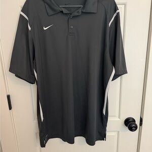 Nike Men's Charcoal Polo Shirt with White Accents